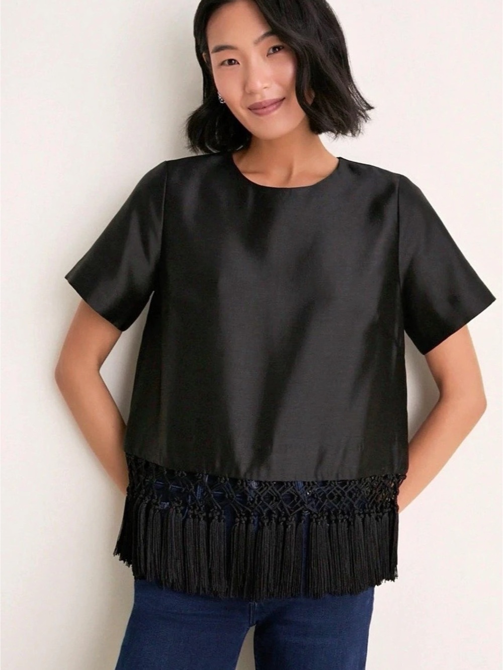 Tuckernuck Black Dupioni Chadwick Tassel Top